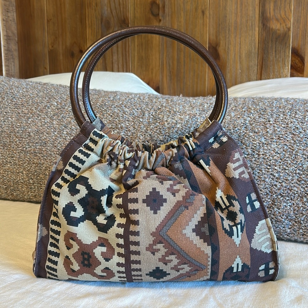 Source Unknown Brown Multi-Pattern Shoulder Bag